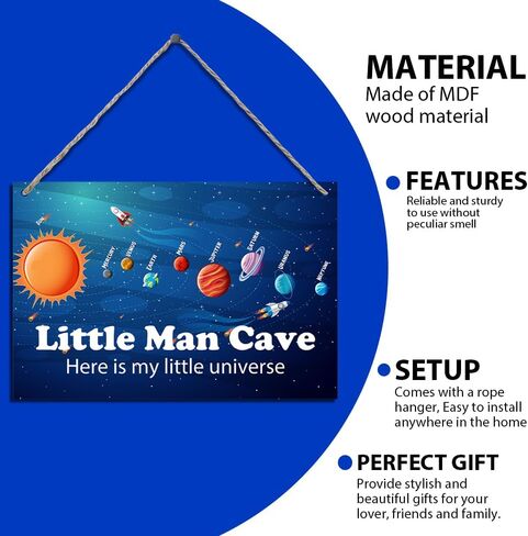 الفضاء الخارجي كهف الرجل الصغير هنا هو بلدي الكون الصغير اقتباس لوحة خشبية معلقة لوحة معلقة جدار الفن ديكور لحضانة الأطفال الصغار الأولاد غرفة نوم غرفة المعيشة ديكورات غرفة المعيشة 12 بوصة × 8 بوصة (J720) in Kuwait
