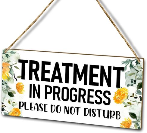 لوحة خشبية ديكور زهور صفراء للتعليق على الحائط، المعالجة قيد التنفيذ لا تزعج، لافتة تعليق خشبية لباب الديكور (قطعة واحدة)، هدية فنية لمنزل المزرعة ومعالج مكتب الحائط التجاري -39 in Kuwait