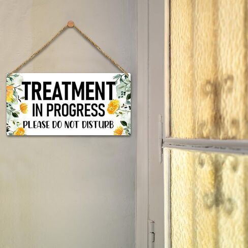 لوحة خشبية ديكور زهور صفراء للتعليق على الحائط، المعالجة قيد التنفيذ لا تزعج، لافتة تعليق خشبية لباب الديكور (قطعة واحدة)، هدية فنية لمنزل المزرعة ومعالج مكتب الحائط التجاري -39 in Kuwait