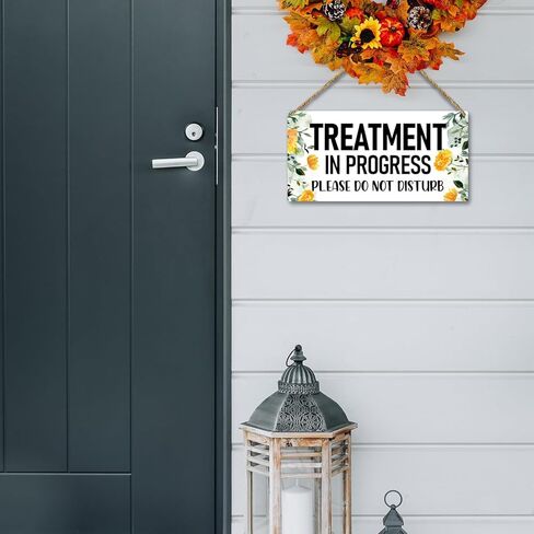 لوحة خشبية ديكور زهور صفراء للتعليق على الحائط، المعالجة قيد التنفيذ لا تزعج، لافتة تعليق خشبية لباب الديكور (قطعة واحدة)، هدية فنية لمنزل المزرعة ومعالج مكتب الحائط التجاري -39 in Kuwait