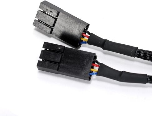 قطعة واحدة من كابل مقسم مروحة PWM للكمبيوتر الشخصي 4 سنون 1 ذكر إلى 2 أنثى (طول الكابل 100 مم) متوافق مع محور مروحة Corsair RGB/Corsair Lighting Node Pro/Conmander pro core in Saudi Arabia
