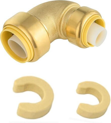 (Pack of 5) EFIELD Push Fit 1"x 3/4" Reducing Elbow,Push-to-Connect Plumbing Brass Fittings for Copper, Pex, CPVC with 2 Disconnect Clips, No Lead Brass in Saudi Arabia