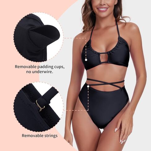 RELLECIGA Women's Adjustable String Halter Two Piece Bathing Suits Multi-way Bikini Set for Women in Saudi Arabia