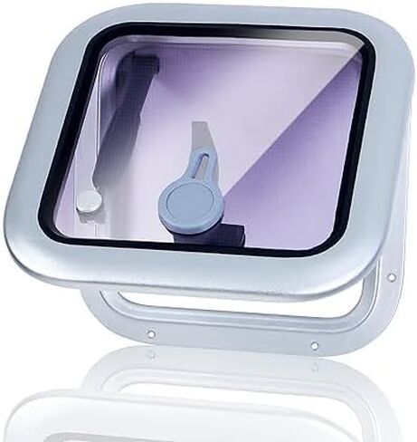 Amarine Made 10.8 in x 10.8 in Porthole Window, Anodized Aluminum Boat Window, Marine Porthole Window with 6mm Thick Acrylic Lid, Boat Portlight, Boat Skylights Window for Boat/Yacht/RV, Silver in Saudi Arabia