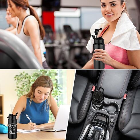 10 قطع من Sunnyray هدية تقدير للموظفين، زجاجة مياه من الألومنيوم قابلة لإعادة الاستخدام مع غطاء سريع، قد تكون فخورًا بالعمل، هدية فريق الشكر الجماعي لصديق زميل العمل (أسود، 17 أونصة) in Kuwait