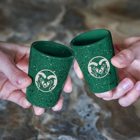 Rico Industries NCAA Colorado State Rams 2oz Ceramic Shot Glass for Fans, Laser Engraved In Team Color Single Shot Glass in Saudi Arabia