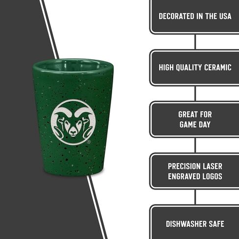 Rico Industries NCAA Colorado State Rams 2oz Ceramic Shot Glass for Fans, Laser Engraved In Team Color Single Shot Glass in Saudi Arabia
