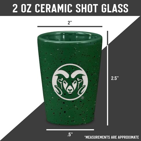 Rico Industries NCAA Colorado State Rams 2oz Ceramic Shot Glass for Fans, Laser Engraved In Team Color Single Shot Glass in Saudi Arabia