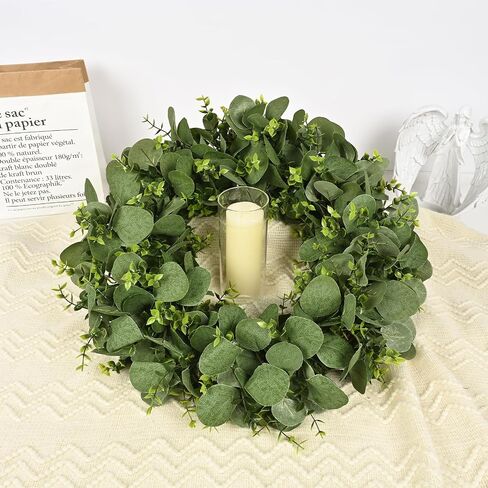 MARTINE MALL 4 Pcs Artificial Eucalyptus Garland, 24 Ft Fake Greenery Garland, Faux Silver Dollar Eucalyptus Garland for Table Backdrop Arch Wall Weeding Party Home Decor, Grey Green in Saudi Arabia