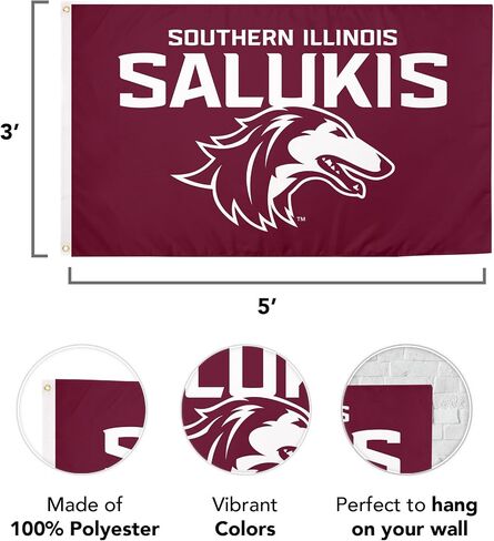 Desert Cactus Southern Illinois University Flag Salukis SIU SIUC Flags Banners 100% Polyester Indoor Outdoor 3x5 (Style 1a) in Saudi Arabia