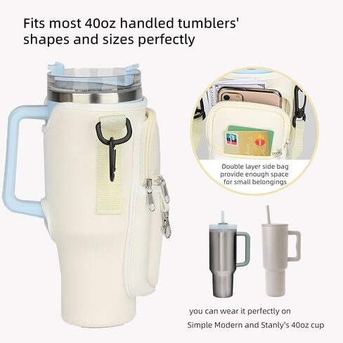 Amoilly Stanley Cup Accessories for Stanley 40 oz Tumbler, Water Bottle Carrier Bag with Strap for Stanley Cup 40 oz l Water Bottle Pouch for Gift (Blue-new) in Saudi Arabia