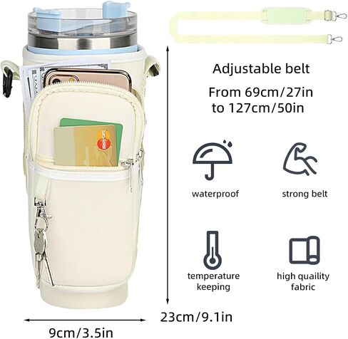 Amoilly Stanley Cup Accessories for Stanley 40 oz Tumbler, Water Bottle Carrier Bag with Strap for Stanley Cup 40 oz l Water Bottle Pouch for Gift (Blue-new) in Saudi Arabia
