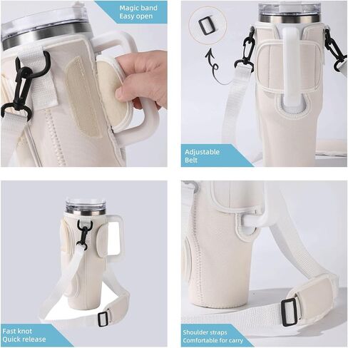 Amoilly Stanley Cup Accessories for Stanley 40 oz Tumbler, Water Bottle Carrier Bag with Strap for Stanley Cup 40 oz l Water Bottle Pouch for Gift (Blue-new) in Saudi Arabia