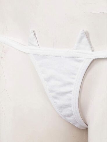 DRHOM Womens Girls Cat Paw Printed Two-Pieces Swimsuit Halter Bra Top and Tie Sides Micro Thong Set Bikinis Swimwear in Kuwait