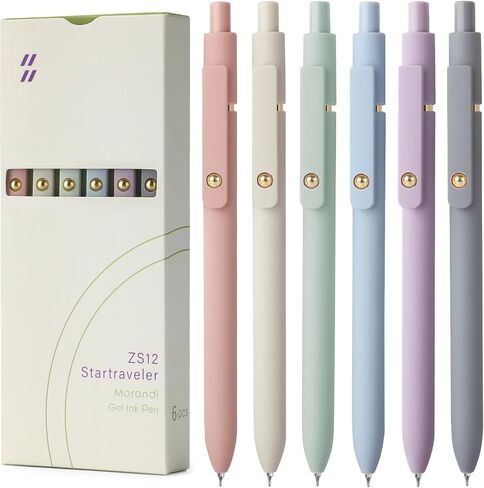 FIOVER Gel Pens - 6Pcs 0.5mm Pens Fine Point Smooth Writing Pen, Black Gel Ink Pens for Journaling Note Taking, Cute Aesthetic Office School Supplies Gifts for Women in Saudi Arabia