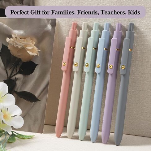 FIOVER Gel Pens - 6Pcs 0.5mm Pens Fine Point Smooth Writing Pen, Black Gel Ink Pens for Journaling Note Taking, Cute Aesthetic Office School Supplies Gifts for Women in Saudi Arabia