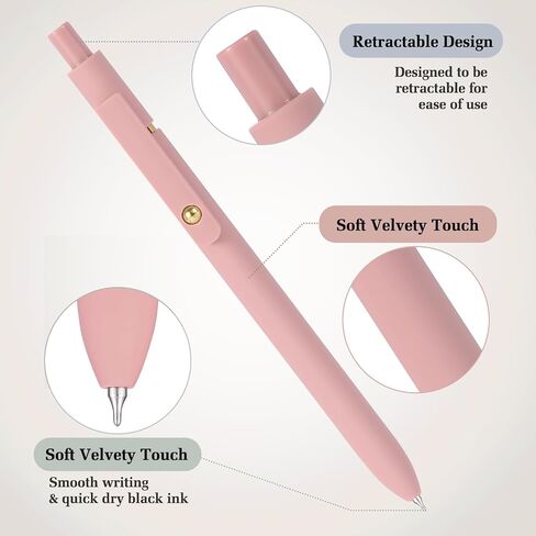 FIOVER Gel Pens - 6Pcs 0.5mm Pens Fine Point Smooth Writing Pen, Black Gel Ink Pens for Journaling Note Taking, Cute Aesthetic Office School Supplies Gifts for Women in Saudi Arabia