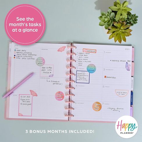 Happy Planner Disc-Bound 12-Month Planner, July 2024–June 2025 Daily, Weekly, and Monthly Planner, Big Size, Vertical Layout, Exotic Borders, 72 Pages, 12 Dividers, 2 Sticker Sheets, 8.5" x 11" in Saudi Arabia
