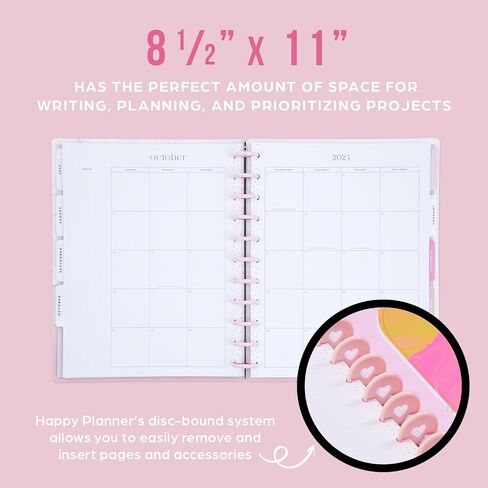 Happy Planner Disc-Bound 12-Month Planner, July 2024–June 2025 Daily, Weekly, and Monthly Planner, Big Size, Vertical Layout, Exotic Borders, 72 Pages, 12 Dividers, 2 Sticker Sheets, 8.5" x 11" in Saudi Arabia