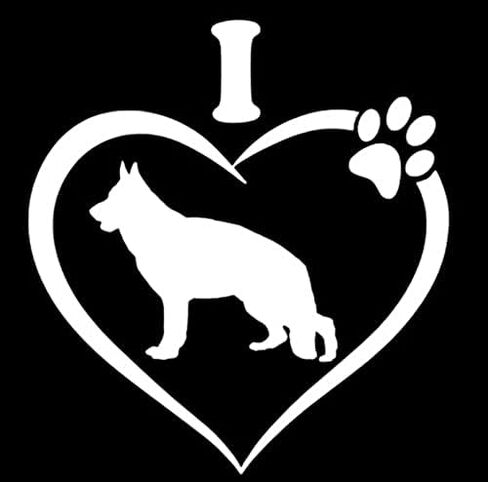 ملصق فينيل مطبوع عليه I Love German Shepherd|السيارات والشاحنات والشاحنات والكمبيوتر المحمول| أبيض | 5.5 × 5.1 بوصة|DUC2026 in Kuwait