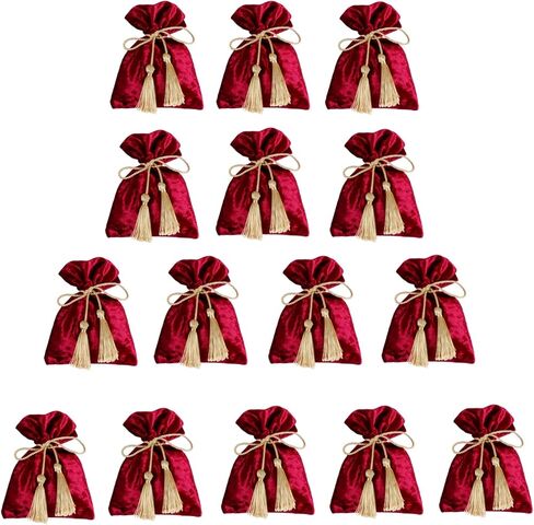 HAN SHENG 15 Pcs Velvet Drawstring Jewelry Pouch Gift Bags Drawstring Pouches with Tassel Candy Treat Bags for Wedding Gift Christmas Party Favor (Pink) in Saudi Arabia