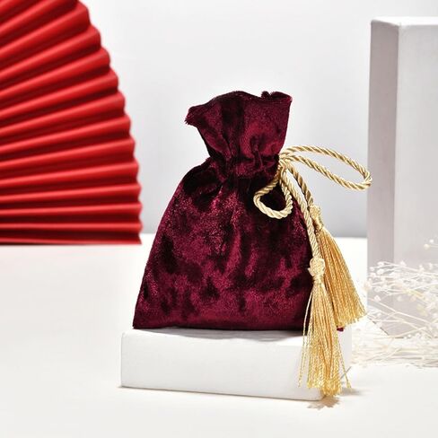 HAN SHENG 15 Pcs Velvet Drawstring Jewelry Pouch Gift Bags Drawstring Pouches with Tassel Candy Treat Bags for Wedding Gift Christmas Party Favor (Pink) in Saudi Arabia