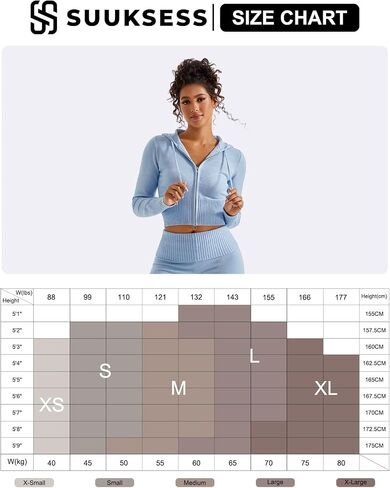 SUUKSESS Women 2 Piece Fall Sets Cropped Zip Up Hoodie Foldover Flare Leg Pants in Saudi Arabia
