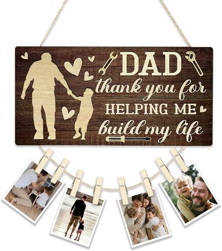 Putuo Decor Dad شكرًا لمساعدتي في بناء حياتي ريفي عيد الأب جدار ديكور خشبي تذكاري صورة معلقة لوحة مع مقاطع كلية أبي صورة معلقة لوحة العرض in Kuwait