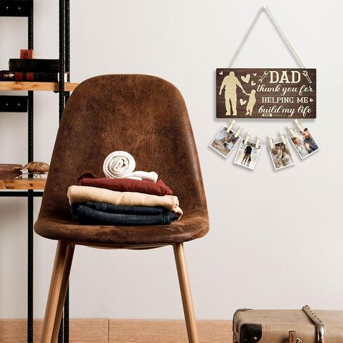 Putuo Decor Dad شكرًا لمساعدتي في بناء حياتي ريفي عيد الأب جدار ديكور خشبي تذكاري صورة معلقة لوحة مع مقاطع كلية أبي صورة معلقة لوحة العرض in Kuwait