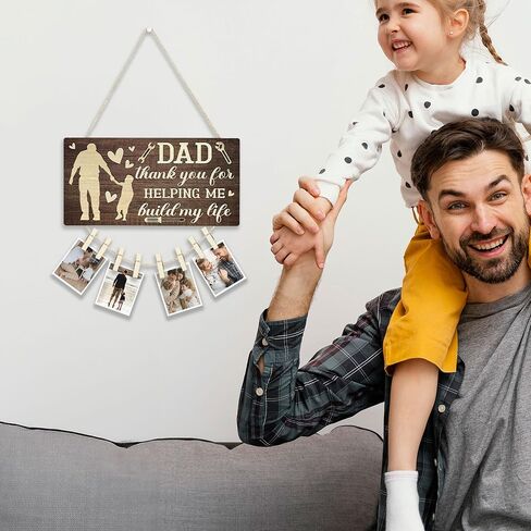 Putuo Decor Dad شكرًا لمساعدتي في بناء حياتي ريفي عيد الأب جدار ديكور خشبي تذكاري صورة معلقة لوحة مع مقاطع كلية أبي صورة معلقة لوحة العرض in Kuwait