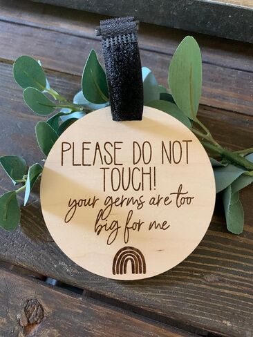FELIXTA Please Do Not Touch Engraved Wooden Sign Your Germs Are Too Big For Me Stroller Sign Car Seat Tag, WHITE in Saudi Arabia