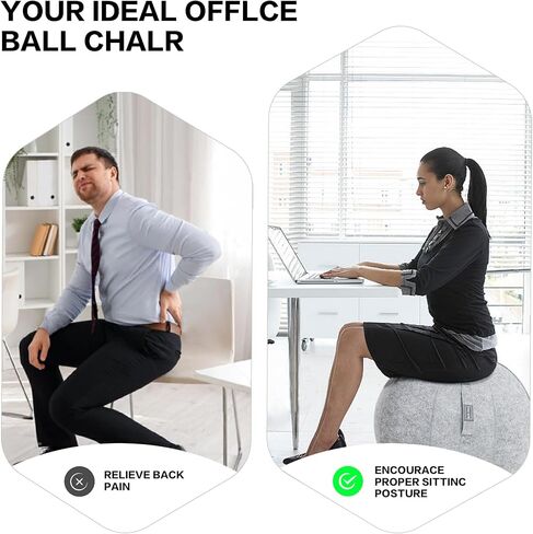 Yoga Ball Exercise Ball, Anti Slip Stability Ball Chair, 25" Heavy Duty Large Gym Ball for Fitness, Balance and Core Workout with Cover, Easy Clean in Kuwait