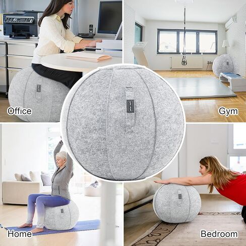 Yoga Ball Exercise Ball, Anti Slip Stability Ball Chair, 25" Heavy Duty Large Gym Ball for Fitness, Balance and Core Workout with Cover, Easy Clean in Kuwait