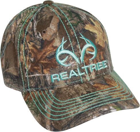 قبعة صيد الغزلان المموهة بشعار قرن الوعل المطرز من Realtree - منقار منحني مسبقًا، هيكل جانبي منخفض متوسط ​​مكون من 6 لوحات (الولايات المتحدة، ألفا، مقاس واحد، كبير، قياسي، قماش حافة/شعار أزرق مخضر) in Kuwait