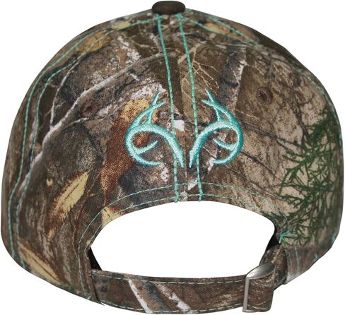 قبعة صيد الغزلان المموهة بشعار قرن الوعل المطرز من Realtree - منقار منحني مسبقًا، هيكل جانبي منخفض متوسط ​​مكون من 6 لوحات (الولايات المتحدة، ألفا، مقاس واحد، كبير، قياسي، قماش حافة/شعار أزرق مخضر) in Kuwait