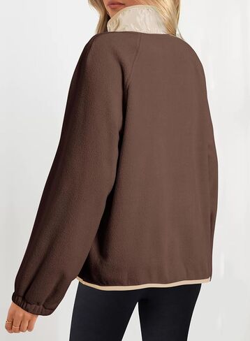 Dokotoo Sweatshirt for Women Oversized Fuzzy Fleece Jacket Color Block Button Long Sleeve Pullover Sherpa Sweatshirts Tops in Saudi Arabia