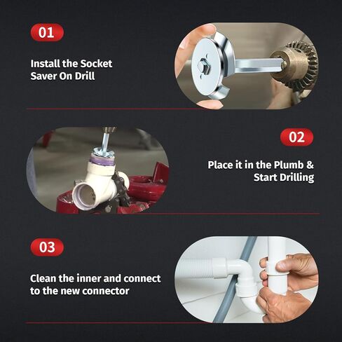مجموعة حافظة مقابس PVC من 7 قطع من Dreyoo مع 1/2 بوصة، 3/4 بوصة، 1 بوصة، 1-1/2 بوصة، 2 بوصة، 3 بوصة، رأس 4 بوصة، مخرطة أنابيب PVC لإزالة SCH 40 من المحور، تناسب مثقاب كهربائي متغير السرعة 1/2 بوصة in Kuwait