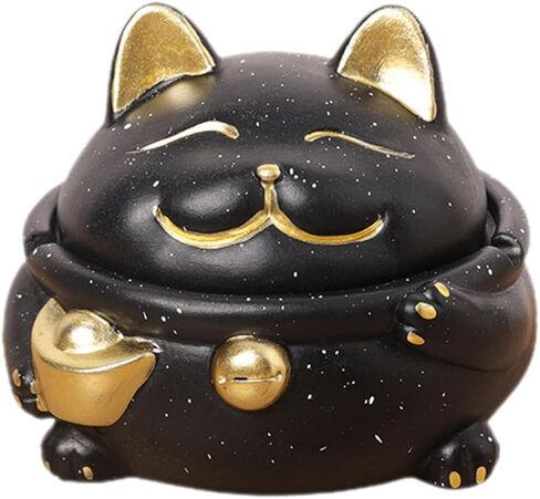 منفضة سجائر من السيراميك من BESTOYARD مع غطاء منفضة سجائر لاكي كات مانيكي قطة الحظ تمثال حامل رماد للتدخين لديكور المنزل والمكتب in Kuwait