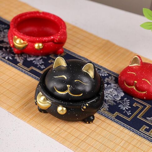 منفضة سجائر من السيراميك من BESTOYARD مع غطاء منفضة سجائر لاكي كات مانيكي قطة الحظ تمثال حامل رماد للتدخين لديكور المنزل والمكتب in Kuwait