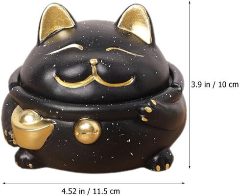 منفضة سجائر من السيراميك من BESTOYARD مع غطاء منفضة سجائر لاكي كات مانيكي قطة الحظ تمثال حامل رماد للتدخين لديكور المنزل والمكتب in Kuwait