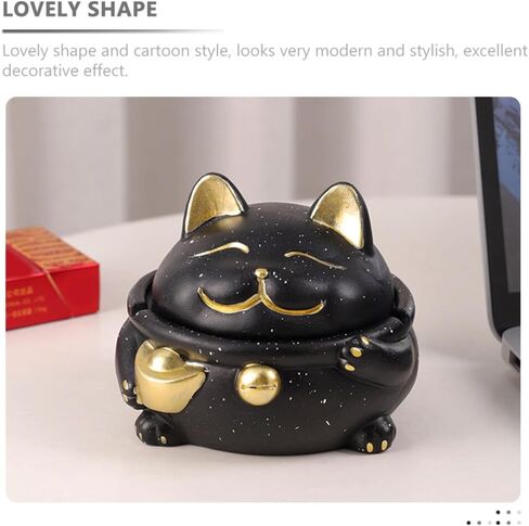 منفضة سجائر من السيراميك من BESTOYARD مع غطاء منفضة سجائر لاكي كات مانيكي قطة الحظ تمثال حامل رماد للتدخين لديكور المنزل والمكتب in Kuwait