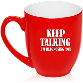 16 oz Large Bistro Mug Ceramic Coffee Tea Glass Cup Keep Talking I'm Diagnosing You Nurse Doctor (Purple)