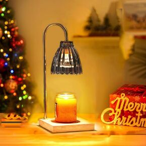 Candle Warmer Lamp with Timer, Electric Candle Warmer with 2 Bulbs, Dimmable Candle Warmer for Jar Candles, Electric Wax Warmer Vintage Home Decor, Candle Melter Lamp Gifts for Women Birthday Wedding