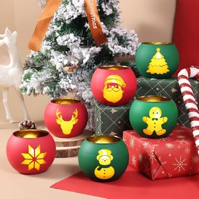 6 قطع حامل شموع عيد الميلاد مطلي بالزجاج مجموعة حامل شمع أحمر أخضر حامل نذري للمنزل عطلة الديكور فكرة القطع المركزية in Kuwait