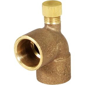 DDEM0120 1/2" Cast Brass 90 Degree Elbow with Sweat Connects and Drain Caps, 27