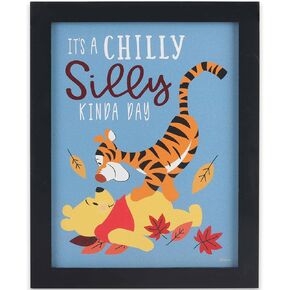 Open Road Brands Disney Mickey Mouse Friends Giving Framed Wood Wall Decor - Fun Mickey Mouse Thanksgiving Decoration for Fall Home Decor