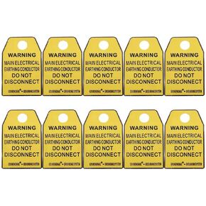 Electric Grounding Warning Tag,Earthing Alert Signs for Using with Ground Rods,Ground Box,Busbars Connection Terminal Points 10 Pack (10)