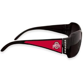 Ohio State Buckeyes Black Sunglasses with Logo and Crystal Clear Rhinestones for Ladies