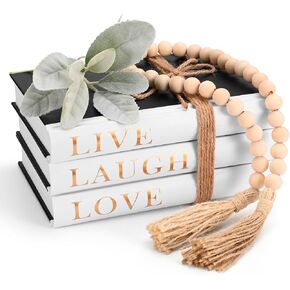 Decorative Books for Home Decor, Farmhouse Stack Books, Coffee Table Books Décor for Living Room,Hardcover Faux Books for Decoration,Shelf Display Books Decor with Wood Bead Tassels