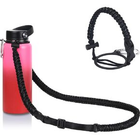 Paracord Handle with Adjustable Shoulder Strap -Compatible with Hydro Flask Wide Mouth Water Bottles -Sports Water Bottle Accessories for Men Women Hiking Travelling Camping